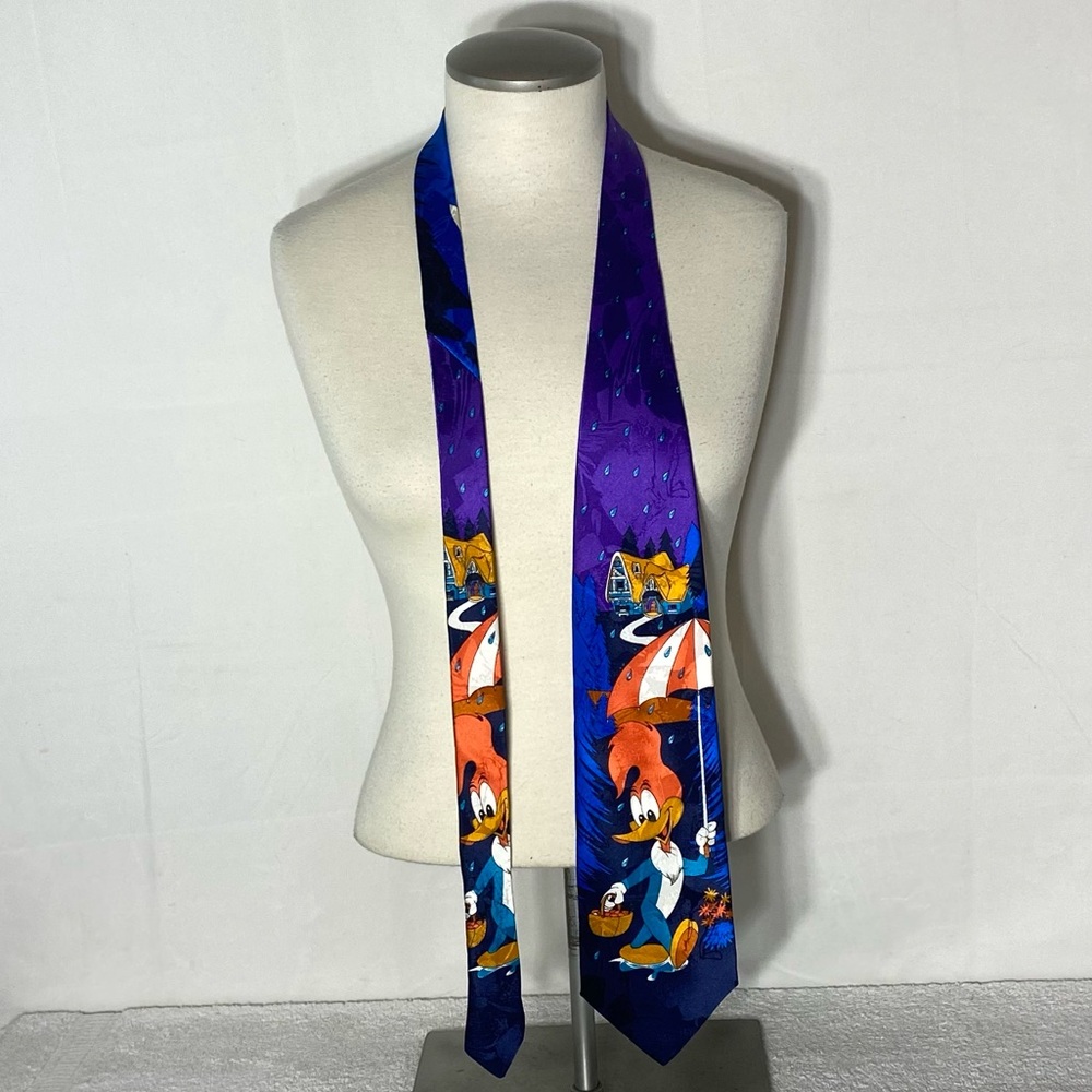 Vintage Tie Rack Woody Woodpecker And Friends Silk Neck Tie